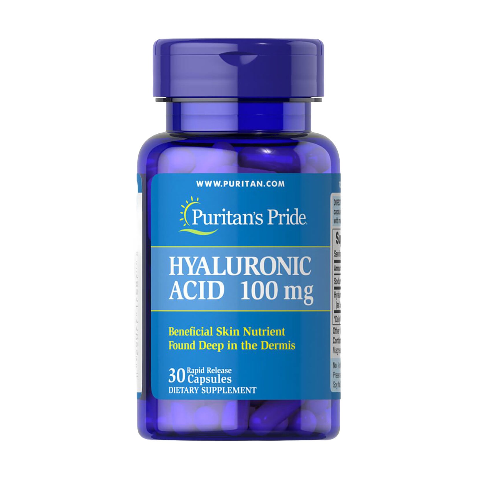 Гіалуронова кислота Puritan's Pride Hyaluronic Acid 100 мг, 30 капсул